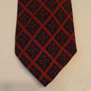 JOHN COMFORT Men's Vintage All Wool Tie Paisley Red/Blue Made in England